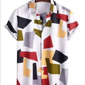 Geometric Short Sleeve Button Up
